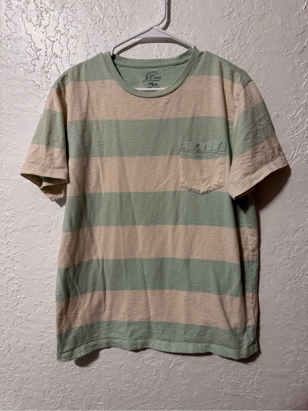 J.Crew Men’s Knit Goods Pocket Tee
Sage green & cream